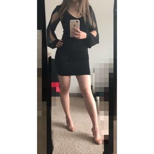 Bebe Bodycon Cocktail Dress w/ Chiffon Sleeves